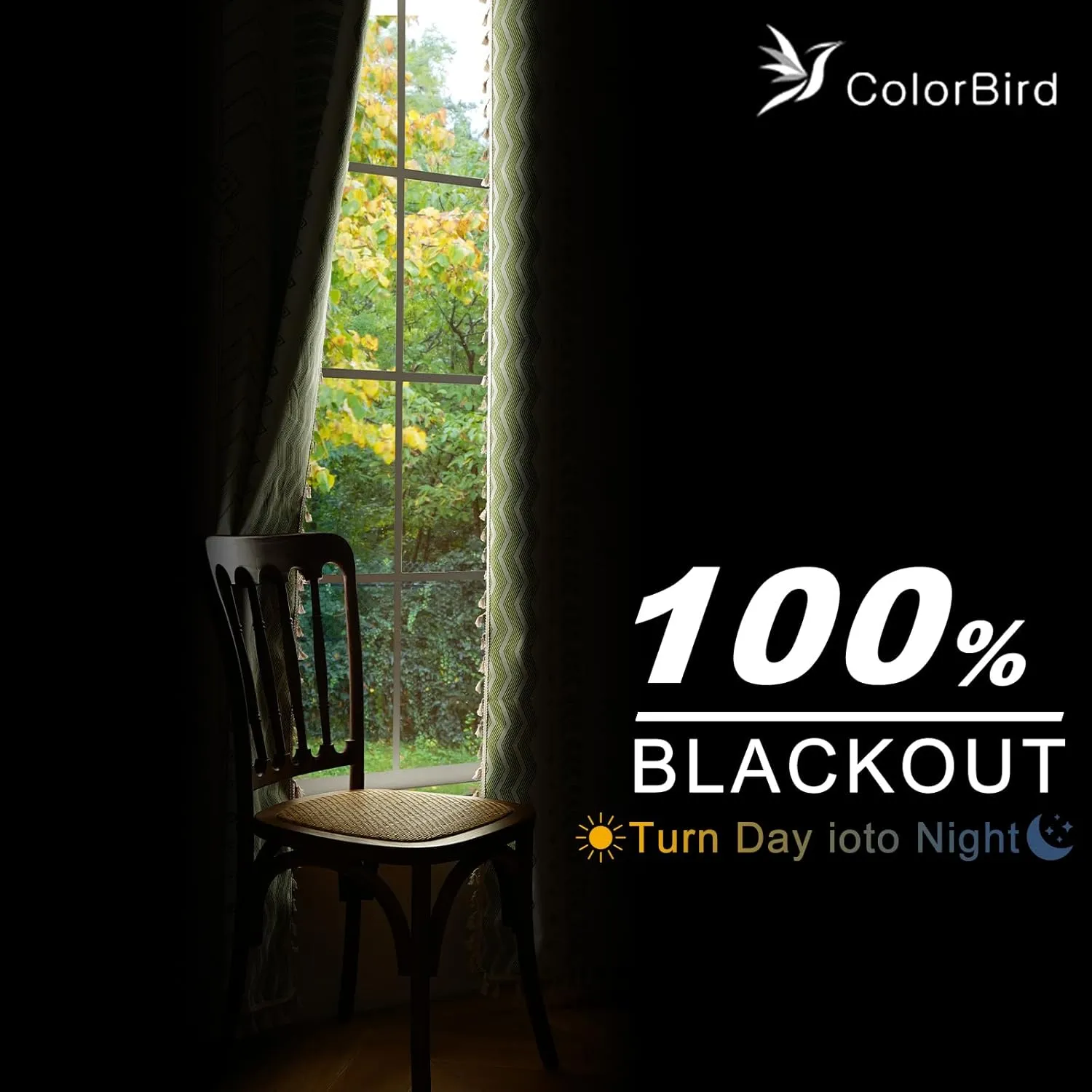 ColorBird 100% Blackout Boho Curtains 2 Panels 63 Inch Length Sage Green Thermal Insulated Southwest Window Treatment Patterned Western Black Out Curtain Drapes for Living Room Bedroom