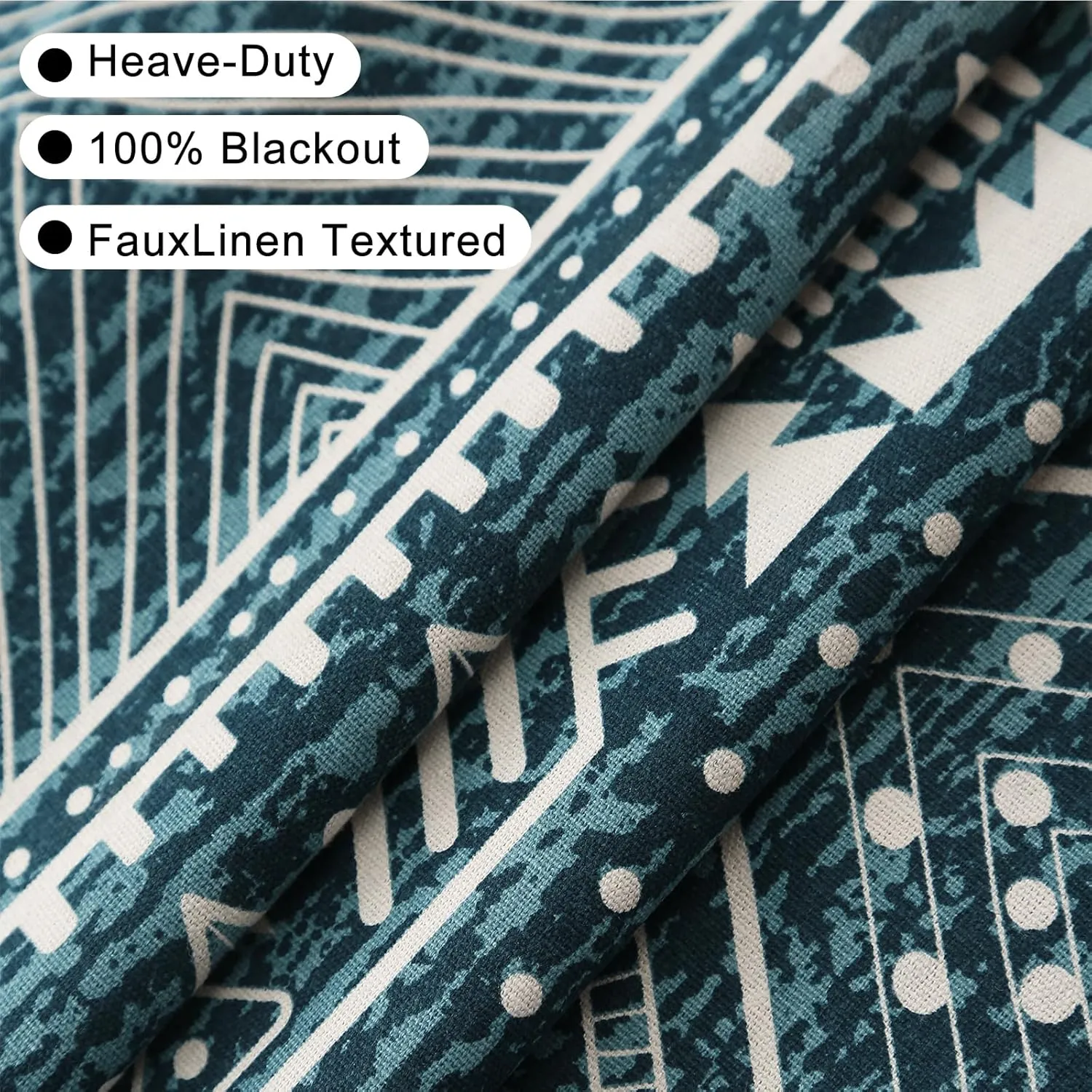 ColorBird 100% Boho Curtains Blackout 84 Inch 2 Panels Set Western Southwest Linen Texture Thermal Black Out Curtain for Living Room Bedroom
