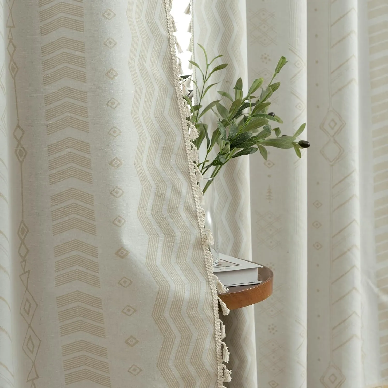 ColorBird Boho Blackout Curtains 2 Panels 84 Inch Length Beige Thermal Insulated Southwest Window Treatment Patterned Western Black Out Curtain Drapes for Living Room Bedroom