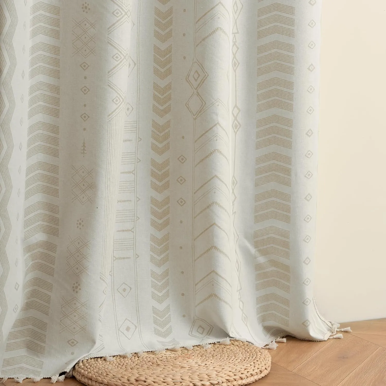 ColorBird Boho Blackout Curtains 2 Panels 84 Inch Length Beige Thermal Insulated Southwest Window Treatment Patterned Western Black Out Curtain Drapes for Living Room Bedroom