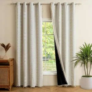 ColorBird Boho Blackout Curtains 2 Panels 84 Inch Length Beige Thermal Insulated Southwest Window Treatment Patterned Western Black Out Curtain Drapes for Living Room Bedroom