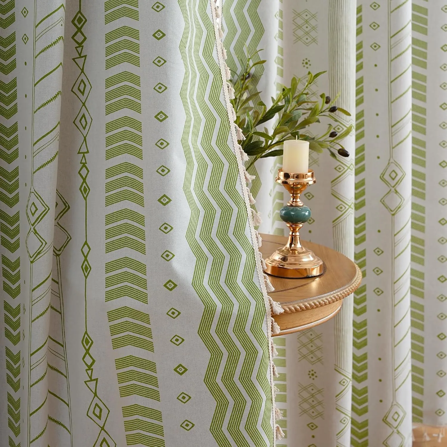 ColorBird Boho Blackout Curtains 2 Panels 84 Inch Length Sage Green Thermal Insulated Southwest Window Treatment Patterned Western Black Out Curtain Drapes for Living Room Bedroom