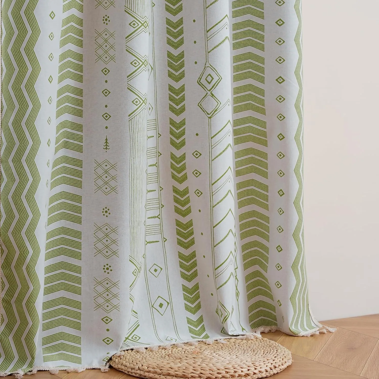 ColorBird Boho Blackout Curtains 2 Panels 84 Inch Length Sage Green Thermal Insulated Southwest Window Treatment Patterned Western Black Out Curtain Drapes for Living Room Bedroom