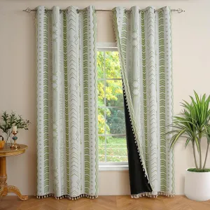 ColorBird Boho Blackout Curtains 2 Panels 84 Inch Length Sage Green Thermal Insulated Southwest Window Treatment Patterned Western Black Out Curtain Drapes for Living Room Bedroom