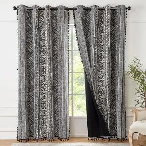 ColorBird Boho Blackout Curtains Thermal Insulated 63 Inch 2 Panels Set Western Southwest Linen Texture Black Out Curtain for Living Room Bedroom
