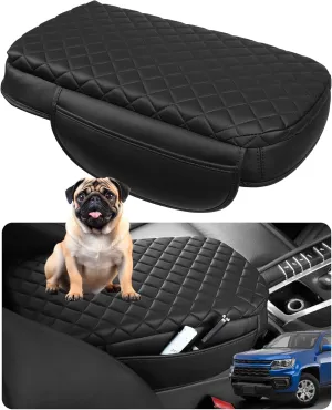Console Cover for Chevy Colorado GMC Canyon 2015-2020 2021 2022 Center Console Cover Leather Armrest Cover Pad with Pockets Arm Rest Cover for Colorado Z71 ZR2 Accessories