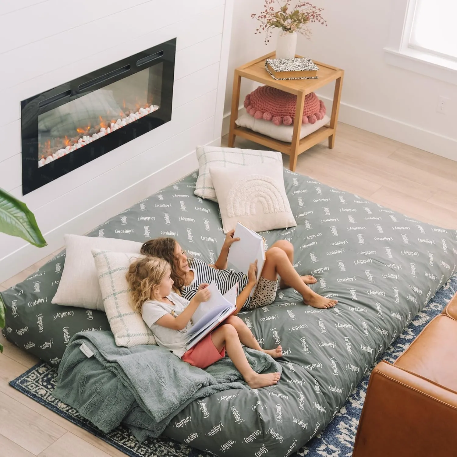 CordaRoy's Corduroy Bean Bag Chair, Convertible Chair Folds from Bean Bag to Lounger, As Seen on Shark Tank, Very Peri Purple - Queen Size