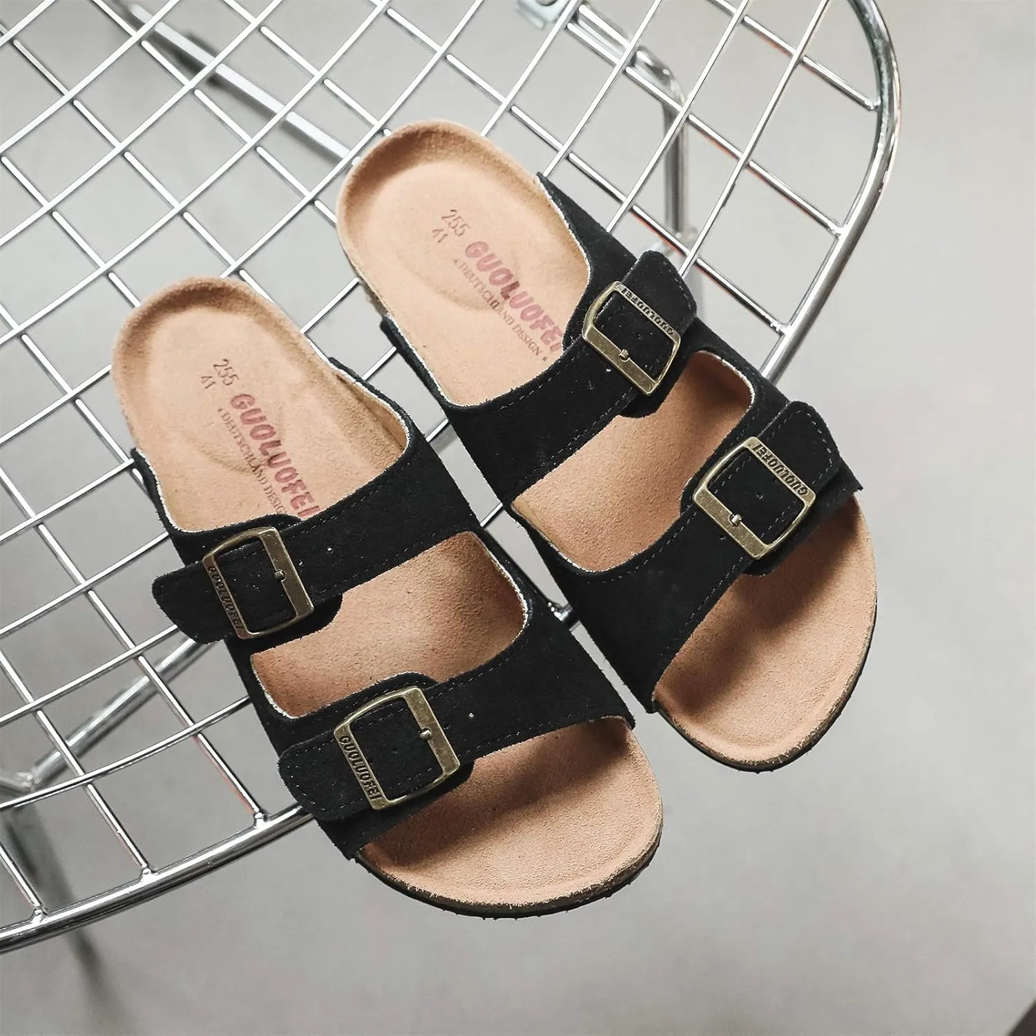 Cork Sandals Women With Arch Support, Comfortable Summer Beach Sandals For Women/Girls/Ladies,Leather Slide Shoes For Women
