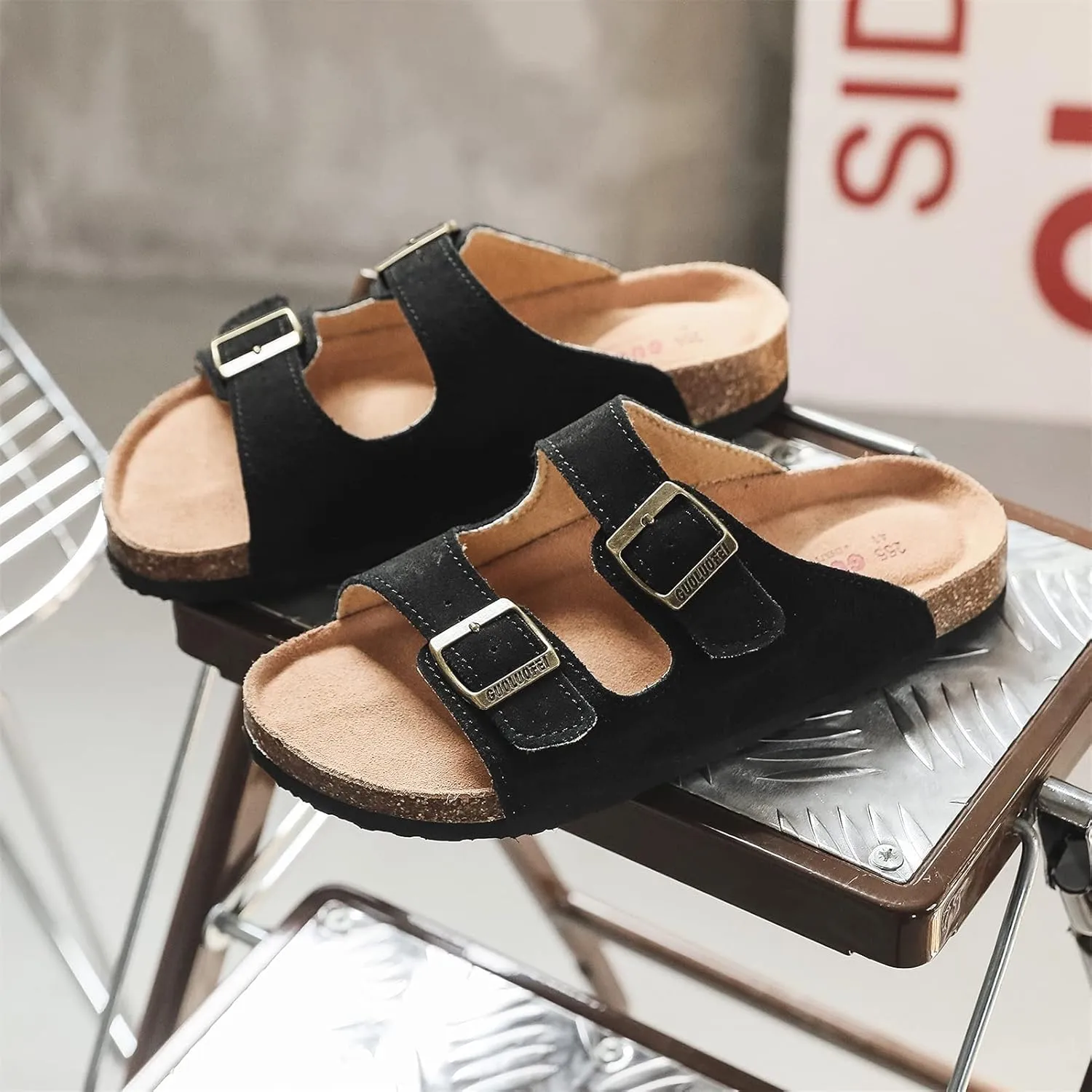 Cork Sandals Women With Arch Support, Comfortable Summer Beach Sandals For Women/Girls/Ladies,Leather Slide Shoes For Women