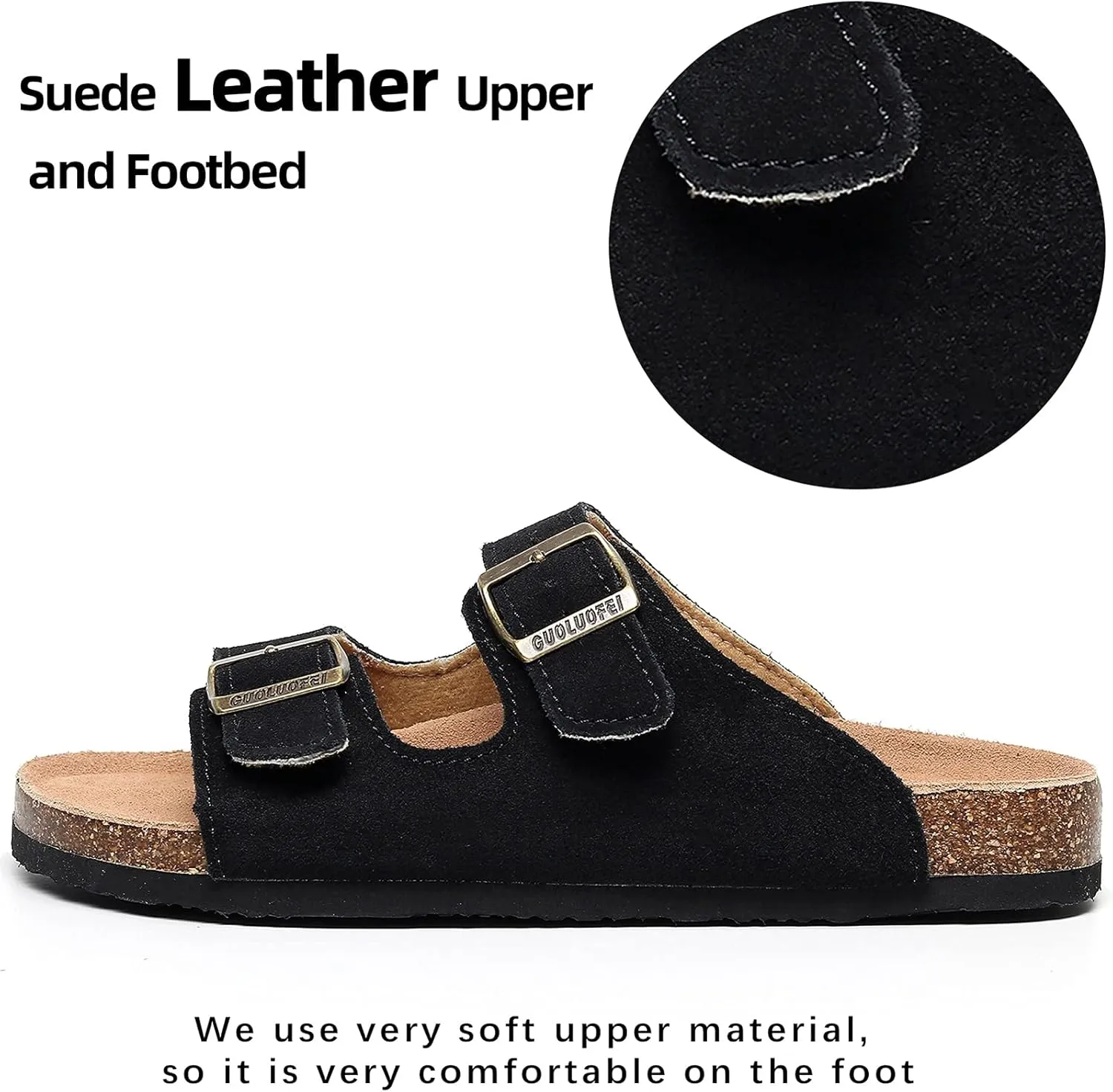 Cork Sandals Women With Arch Support, Comfortable Summer Beach Sandals For Women/Girls/Ladies,Leather Slide Shoes For Women