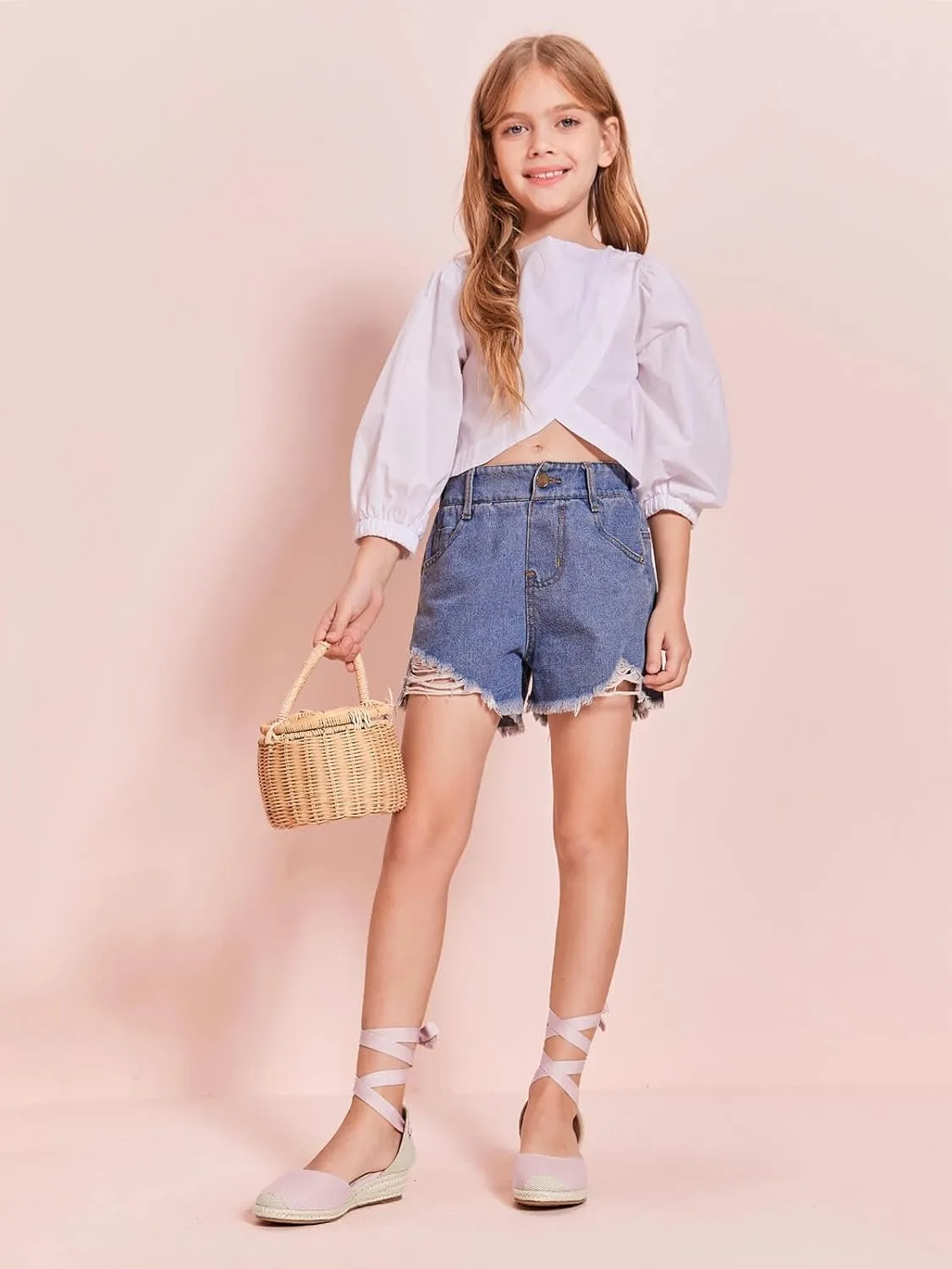 Coutgo Girls Espadrille Platform Wedge Sandals Closed Toe Lace Up Ankle Strap Summer Shoes Toddler Little Big Kid