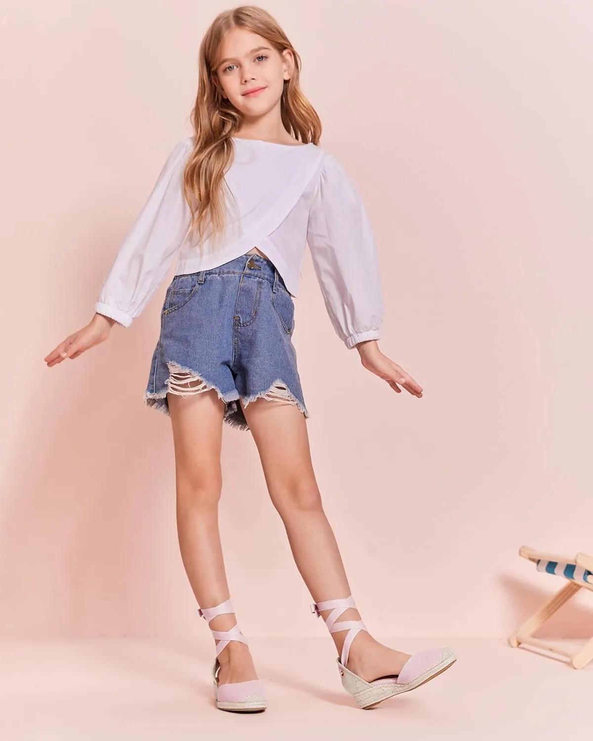 Coutgo Girls Espadrille Platform Wedge Sandals Closed Toe Lace Up Ankle Strap Summer Shoes Toddler Little Big Kid