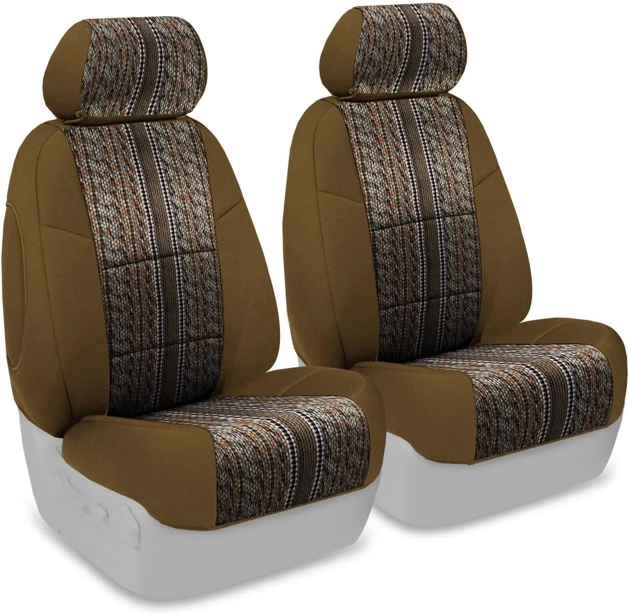 Coverking Custom Fit Front 50/50 Bucket Seat Cover for Select Toyota 4Runner Models - Saddleblanket (Camel with Neosupreme Tan Sides)