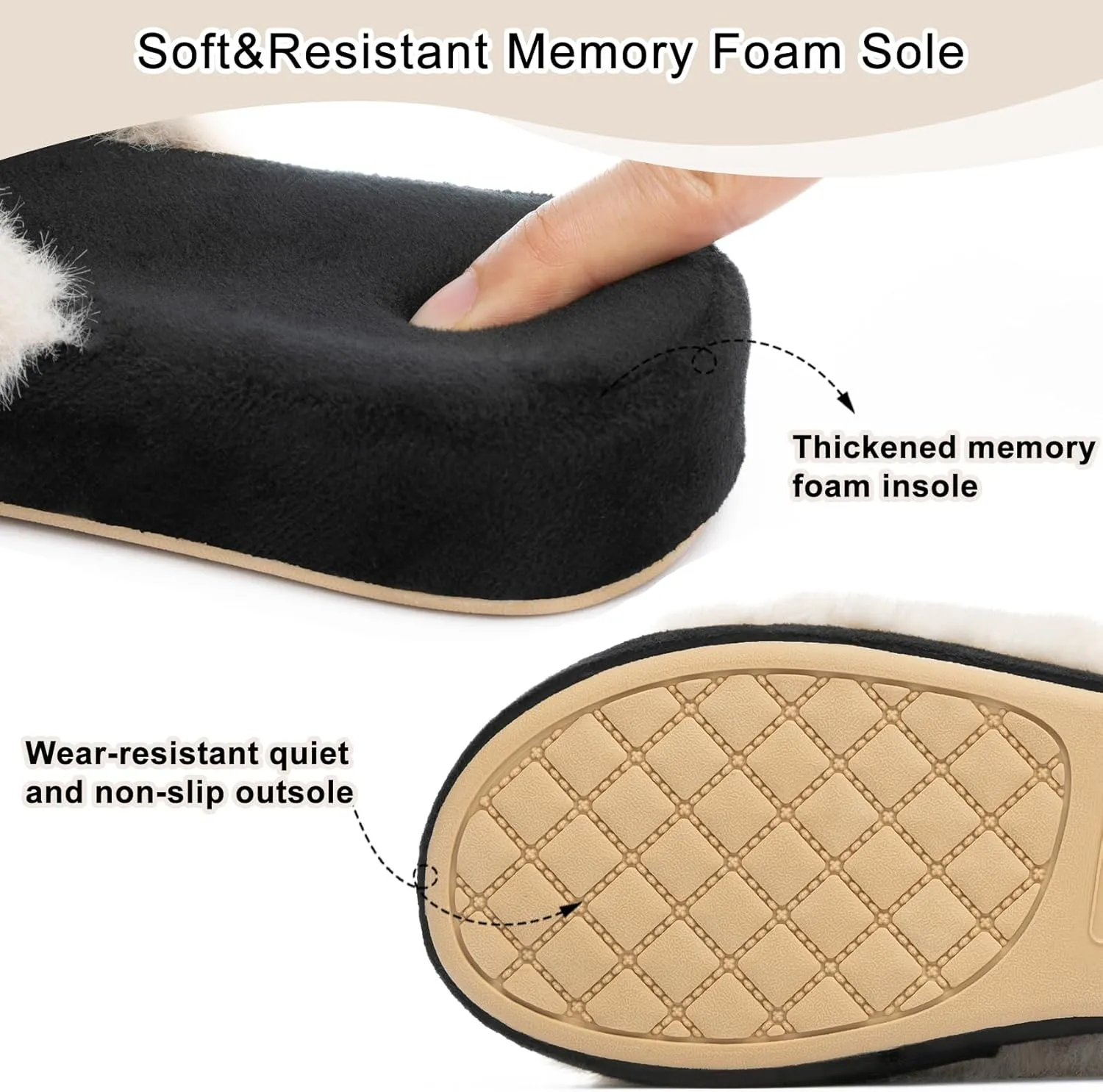 Cozy House Slippers for Women Indoor Outdoor with Memory Foam Open Toe Fuzzy Womens Slide Slippers Sandals Arch Support House Shoes