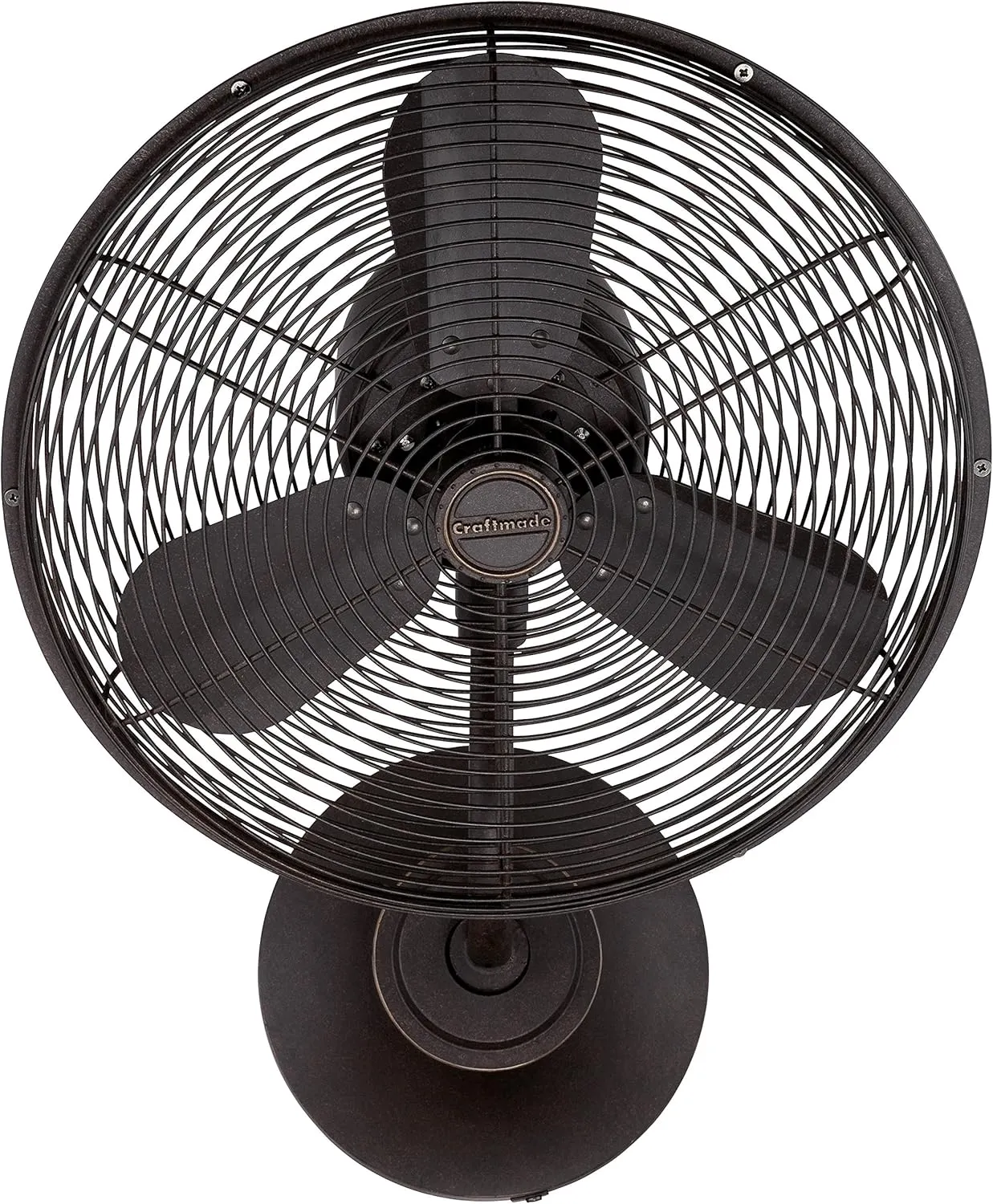 Craftmade BW116AG3-HW Bellows I Indoor/Outdoor Damp Locations 16" Oscillating Wall Mount Cage Fan with Wall Control, Aged Bronze Textured (Hard Wire)