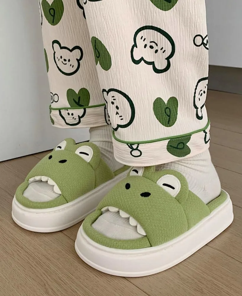 Crocodile Linen Slippers for Women Spring Summer Shoes Indoor Outdoor Soft Slide Sandals Slip-on House Shoes Home Shoes 2025
