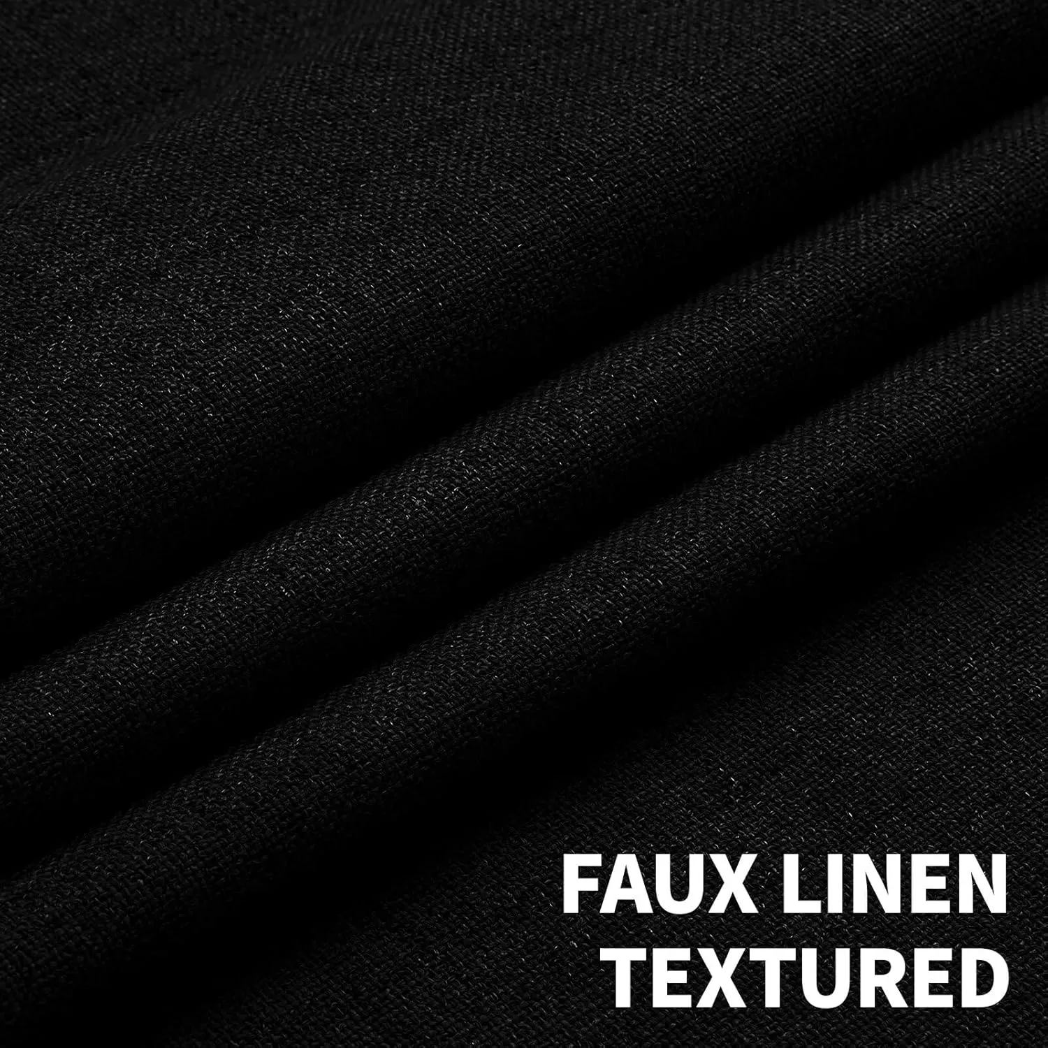 CUCRAF 100% Blackout Window Curtains 84 inches Long 2 Panels Set, Faux Linen Look Thermal Insulated Grommet Drapes, Room Darkening Curtain for Bedroom Living Room(W52 x L84 Inch, Black)