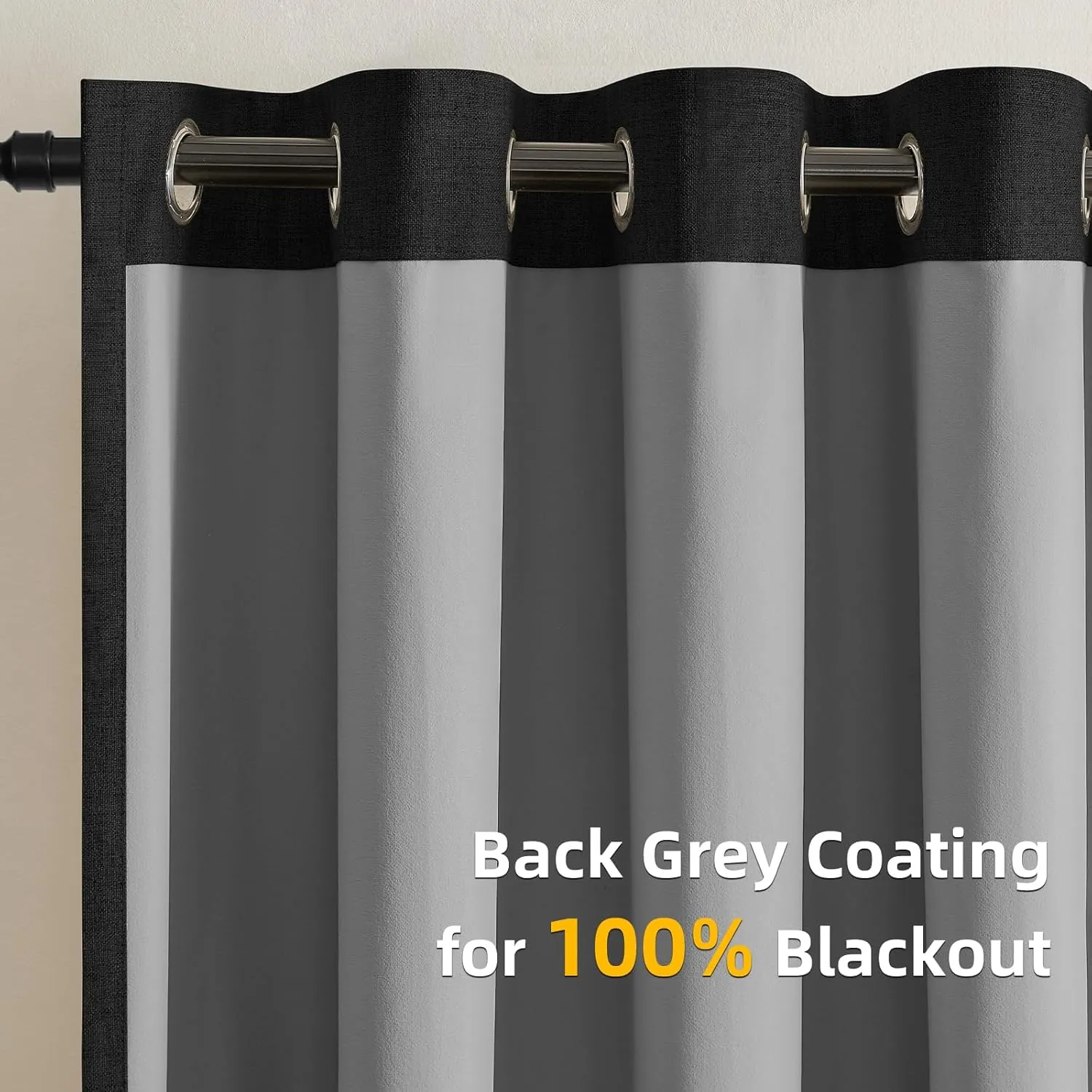 CUCRAF 100% Blackout Window Curtains 84 inches Long 2 Panels Set, Faux Linen Look Thermal Insulated Grommet Drapes, Room Darkening Curtain for Bedroom Living Room(W52 x L84 Inch, Black)