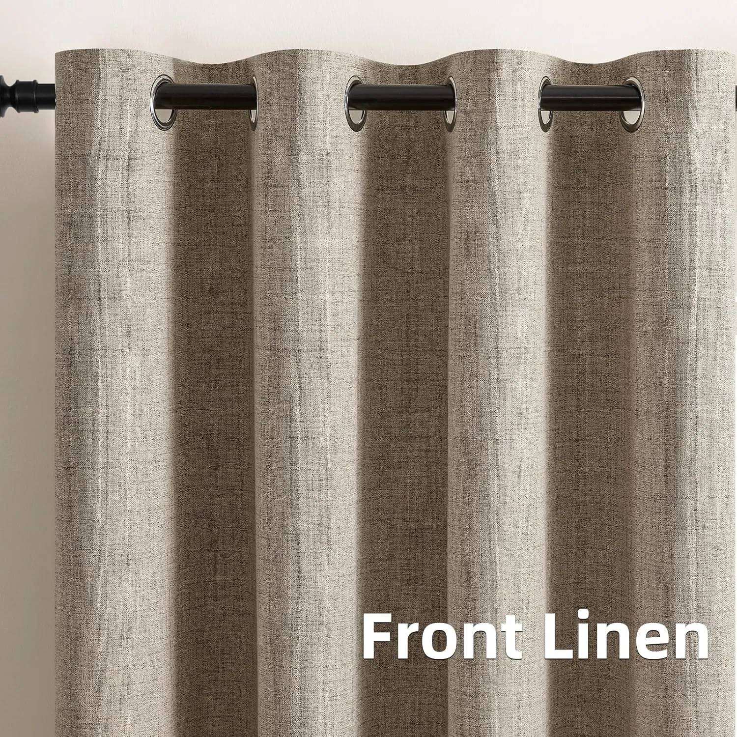 CUCRAF 100% Blackout Window Curtains 84 inches Long 2 Panels Set, Faux Linen Look Thermal Insulated Grommet Drapes, Room Darkening Curtain for Bedroom Living Room(W52 x L84 Inch, Light Khaki)