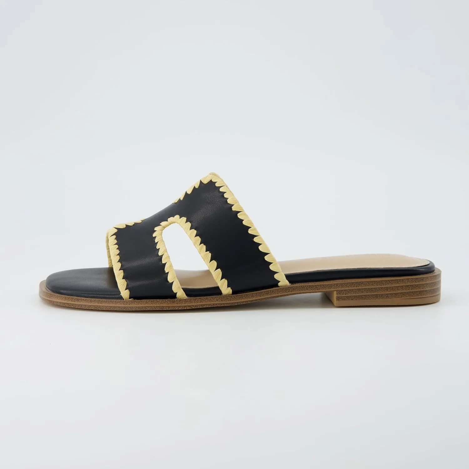 CUSHIONAIRE Voyage Cutout Strap Slides for Women, Slip On Summer Flats, Trendy Footwear, Comfortable Vacation Style Sandals for Women 2025