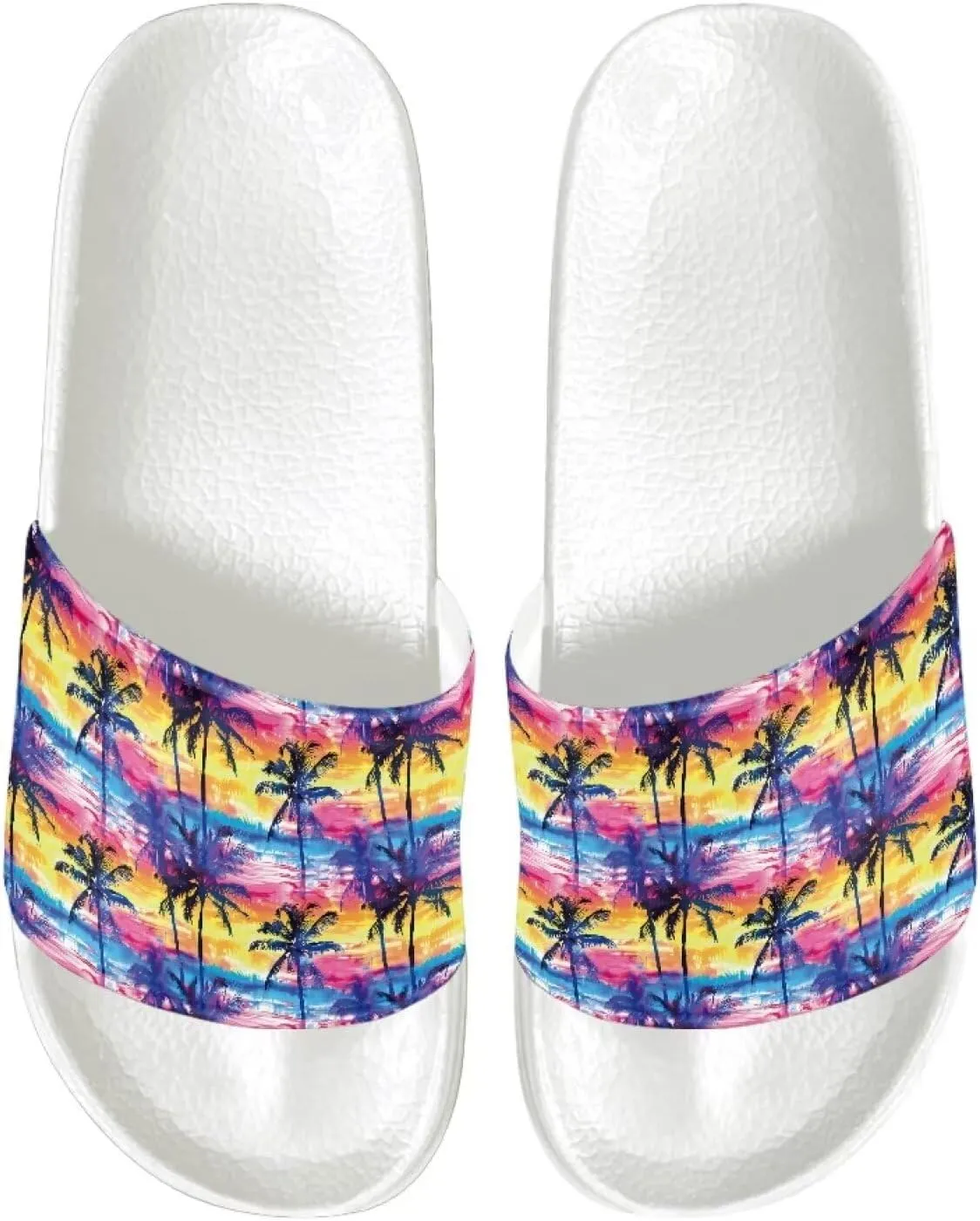 Cushioned Slide Sandals for Women Ultra Comfort Slippers Soft Summer Beach Shoes with Low Arch Support White Sole