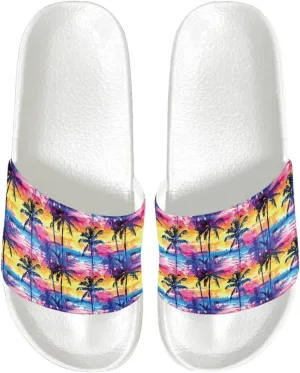 Cushioned Slide Sandals for Women Ultra Comfort Slippers Soft Summer Beach Shoes with Low Arch Support White Sole
