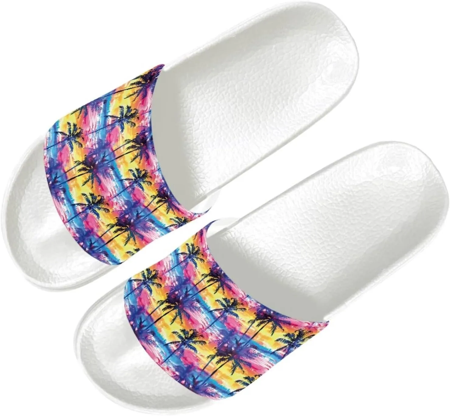 Cushioned Slide Sandals for Women Ultra Comfort Slippers Soft Summer Beach Shoes with Low Arch Support White Sole