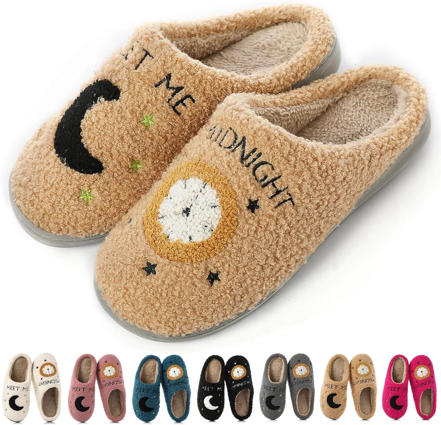 Cysincos House Slippers for Women and Men Unisex Cozy Warm Winter Plush Slides Slip-on Fuzzy Slippers Size 5.5-12.5