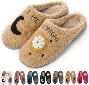 Cysincos House Slippers for Women and Men Unisex Cozy Warm Winter Plush Slides Slip-on Fuzzy Slippers Size 5.5-12.5