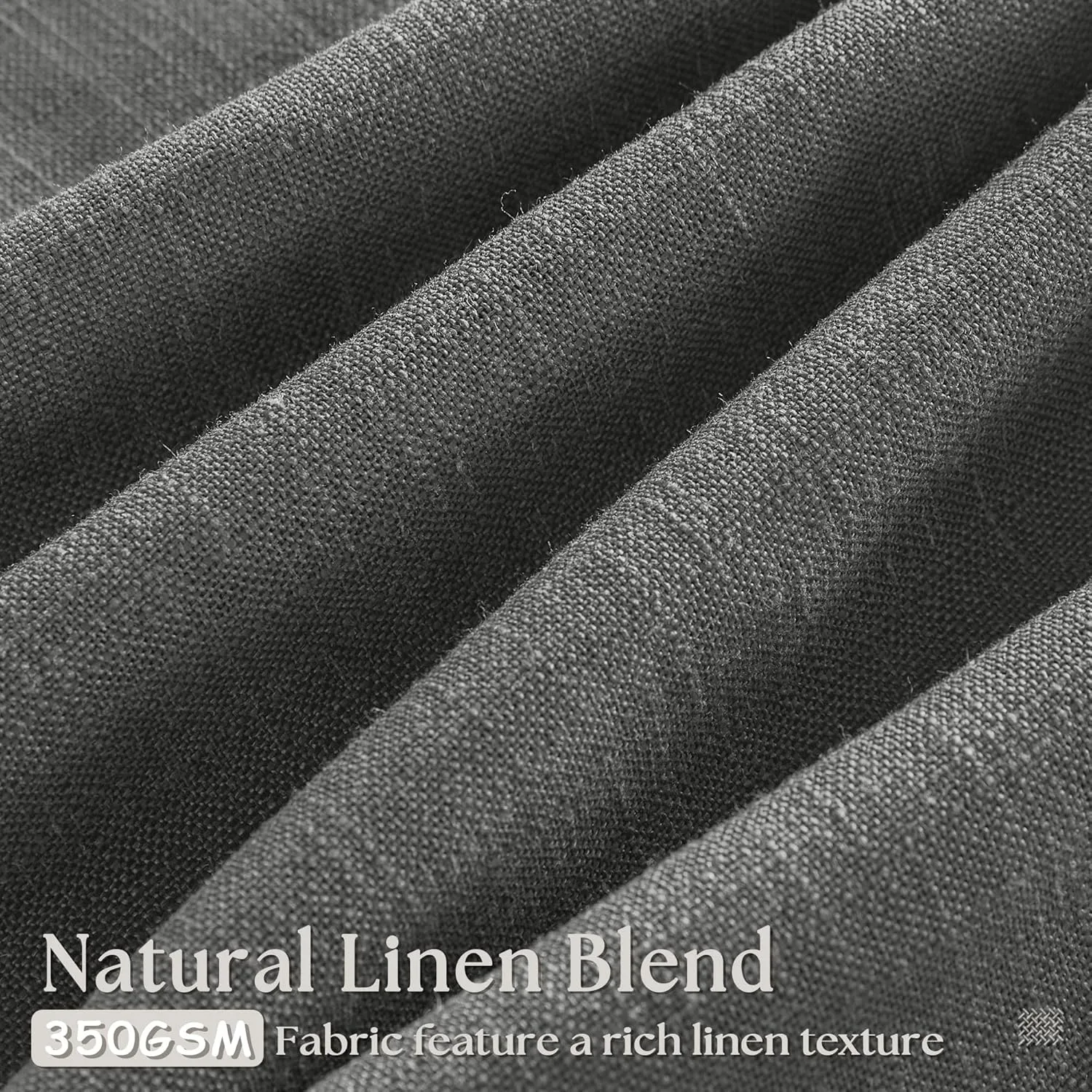 Dark Gray Linen Pinch Pleated Curtains 96 Inches Long for Living Room Pleated Drapes Back Tab Thick Linen Textured Modern Farmhouse Neutral Charcoal Slate Grey 96 Inch Curtain for Dining Bedroom