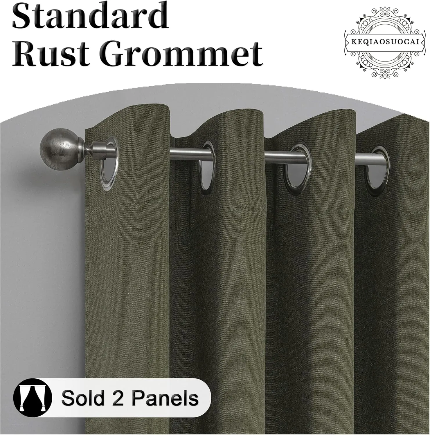Dark Olive Green Linen 100% Blackout Curtains 84 Inches Long for Bedroom - 2 Panels Burg Linen Textured Shabby Chic Curtain Drapes for Modern Farmhouse Outdoor/Indoor (2 Pcs,W 52 x L 84 Inch Length)