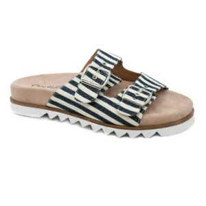 Dash Navy Striped 2 Buckle Slide Sandal by Corky's