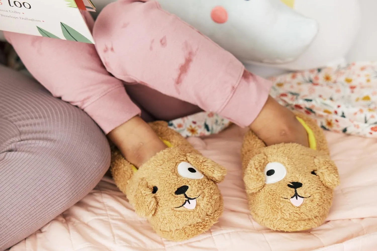 Dearfoams Toddler & Kids' Cute Shark, Cow, Unicorn, Dog, Dinosaur and Animal Critter Slippers
