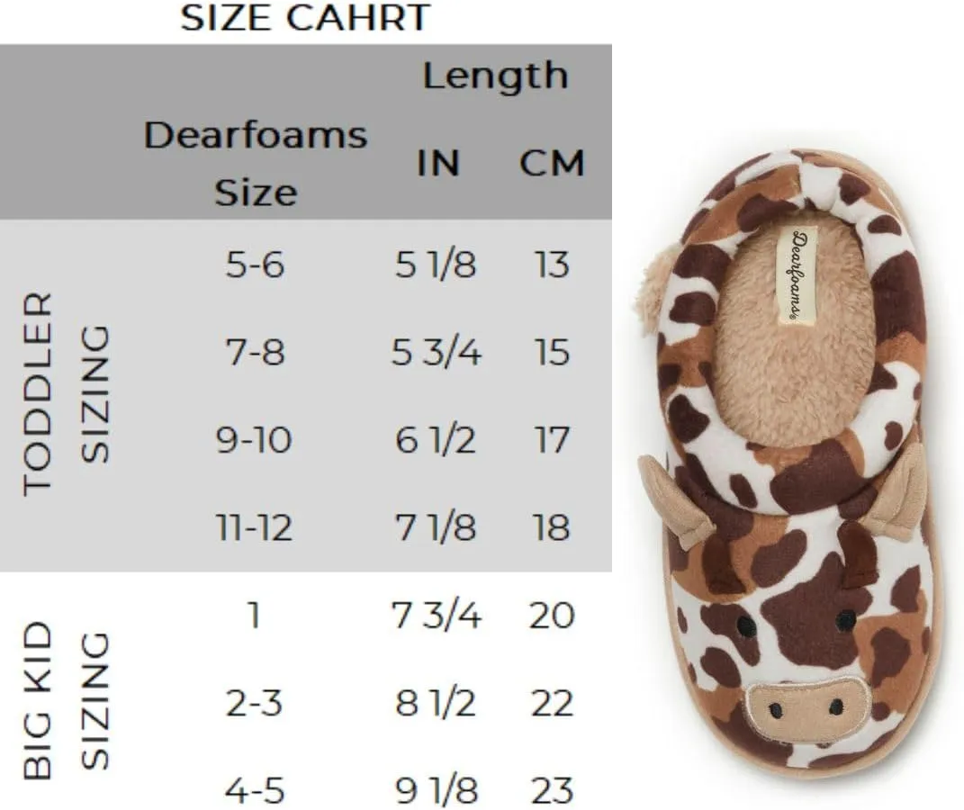 Dearfoams Toddler & Kids' Cute Shark, Cow, Unicorn, Dog, Dinosaur and Animal Critter Slippers