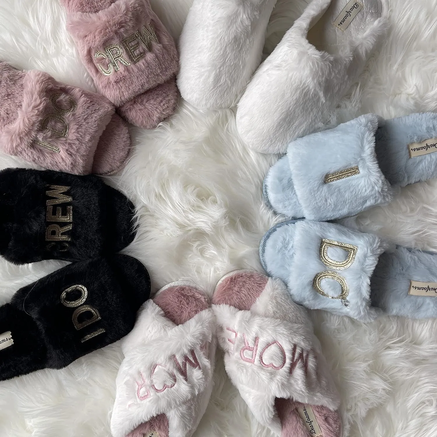Dearfoams Women's Bride and Bridesmaid Gifts I Do Crew Matching Bridal Slippers for Wedding and Bachelorette Party