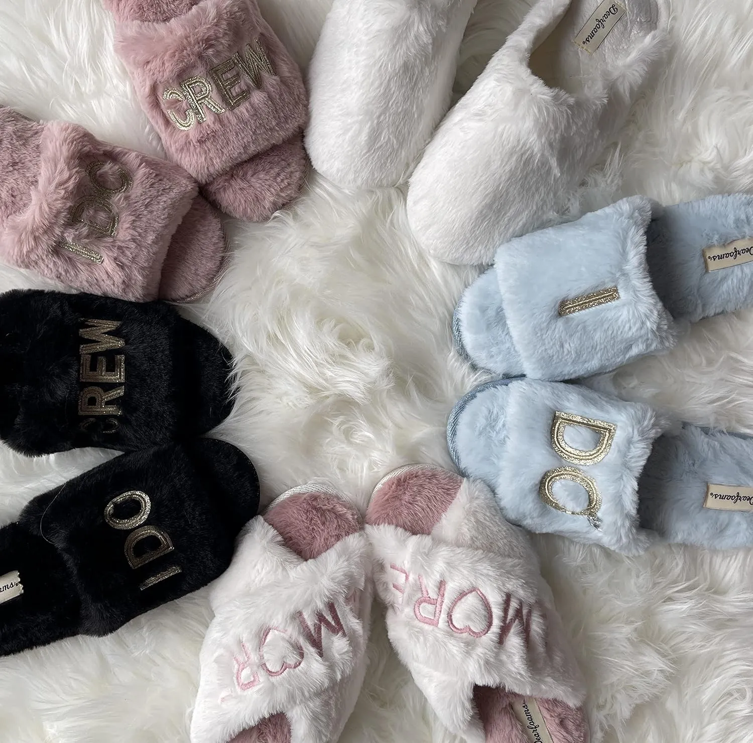 Dearfoams Women's Bride and Bridesmaid Gifts I Do Crew Matching Bridal Slippers for Wedding and Bachelorette Party