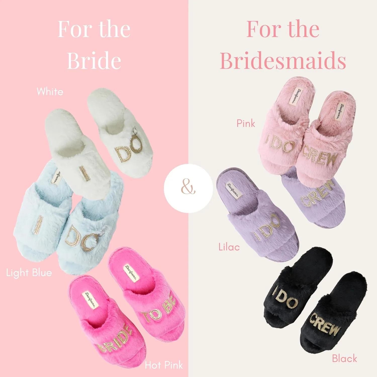 Dearfoams Women's Bride and Bridesmaid Gifts I Do Crew Matching Bridal Slippers for Wedding and Bachelorette Party