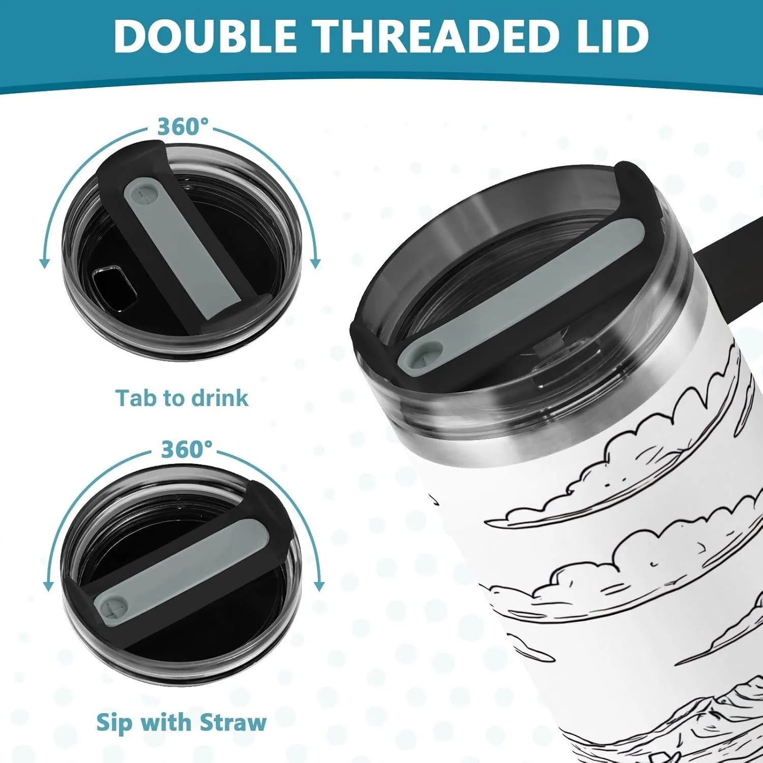 Desert Horseback Riding Insulated Tumbler with Handle and Straw Lid,30oz Leakproof Stainless Steel Cup BPA-Free Water Bottle