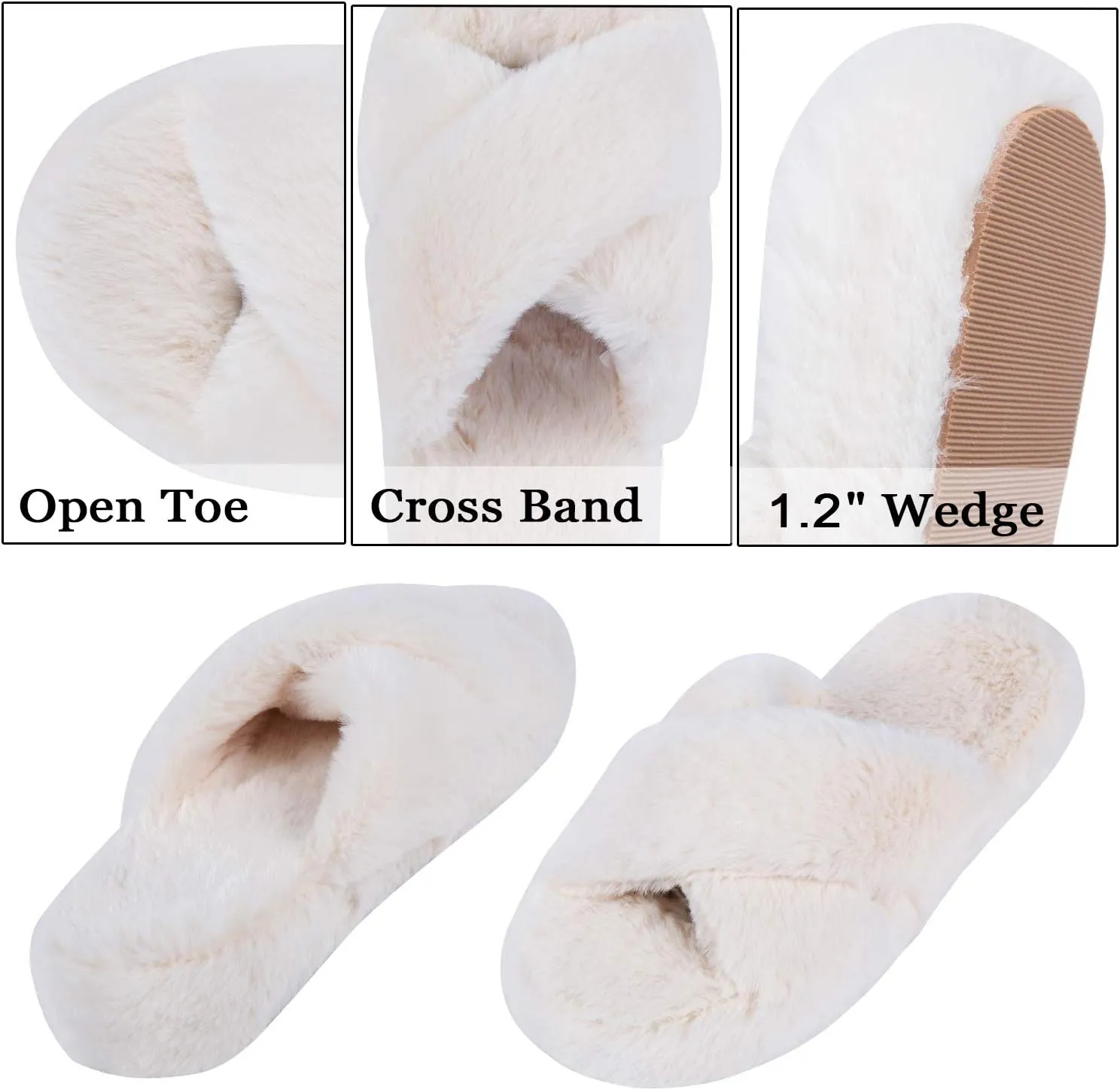 DL Fluffy Womens House Slippers Cross Band Open Toe, Soft Plush Fleece Bedroom Slippers Women Memory Foam, Comfy Fuzzy Slip On Non-Slip Womens Slippers Indoor Leopard Size
