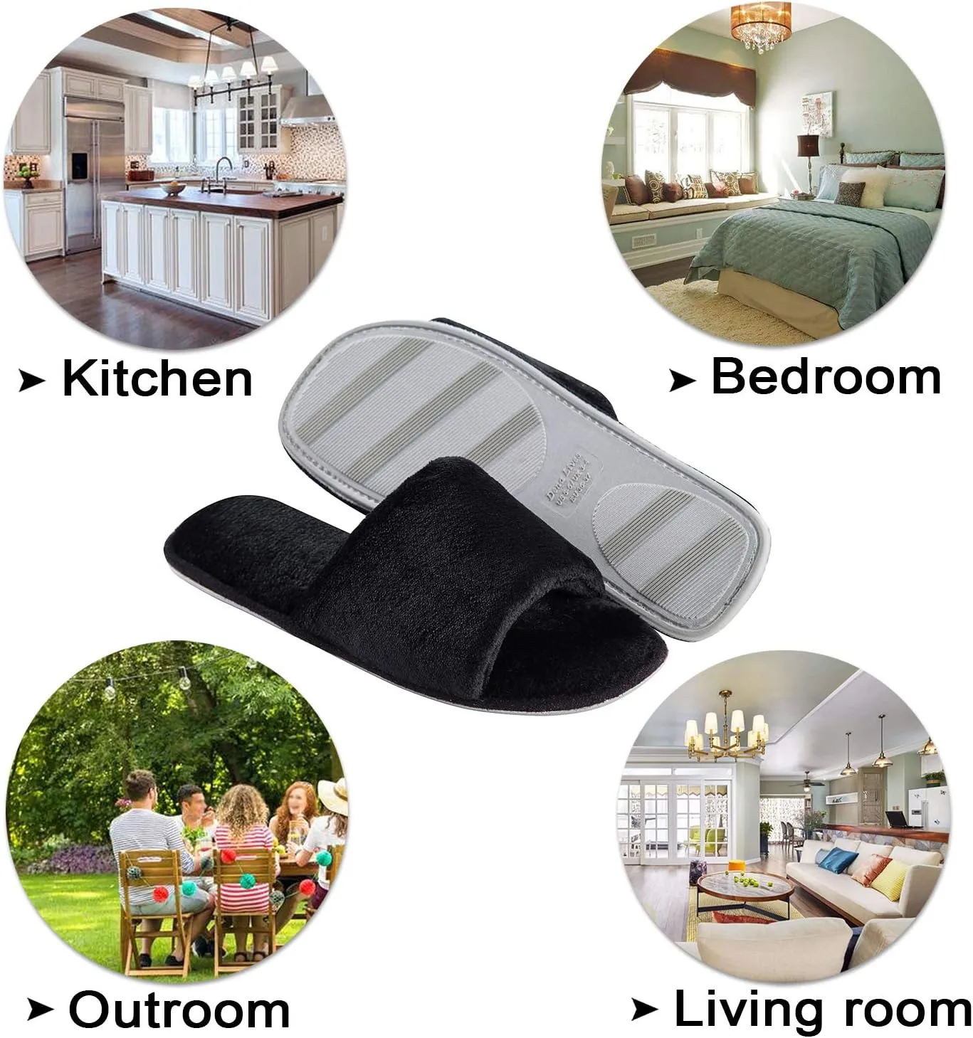 DL Open Toe Slippers for women Indoor, Cozy Memory Foam Womens House Slippers Summer Slip On, Comfy Soft Flannel Womens Bedroom Slippers Slide Breathable Size 5-6 7-8 9-10