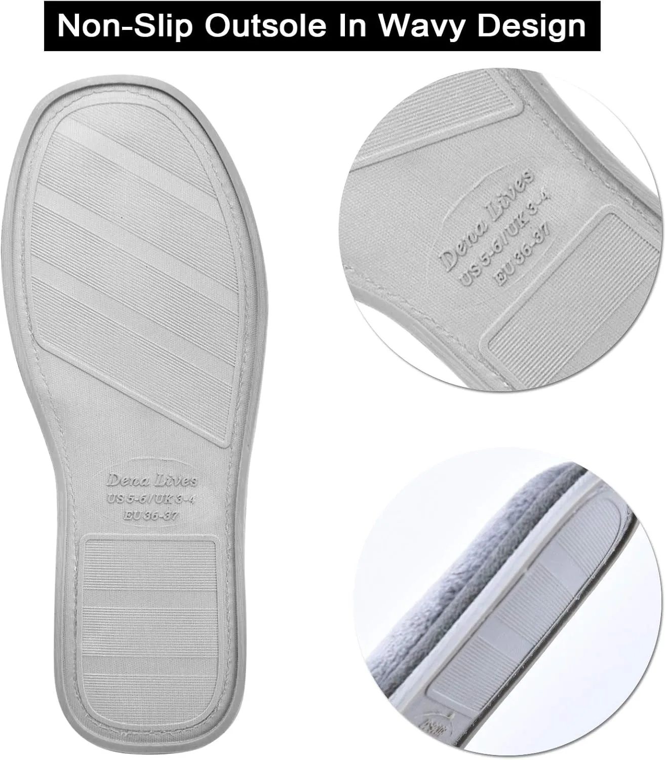 DL Open Toe Slippers for women Indoor, Cozy Memory Foam Womens House Slippers Summer Slip On, Comfy Soft Flannel Womens Bedroom Slippers Slide Breathable Size 5-6 7-8 9-10