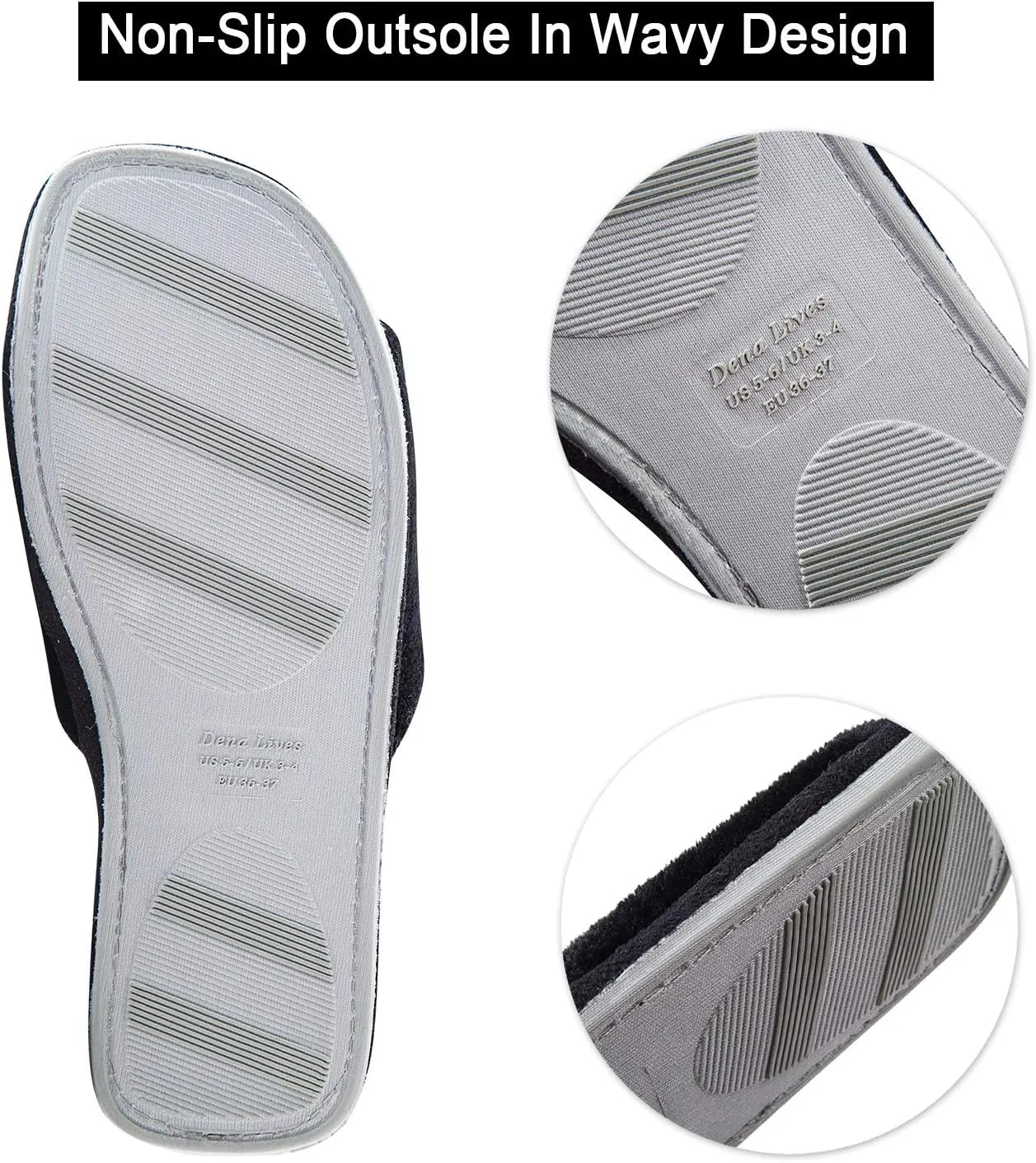 DL Open Toe Slippers for women Indoor, Cozy Memory Foam Womens House Slippers Summer Slip On, Comfy Soft Flannel Womens Bedroom Slippers Slide Breathable Size 5-6 7-8 9-10