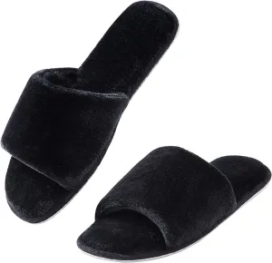 DL Open Toe Slippers for women Indoor, Cozy Memory Foam Womens House Slippers Summer Slip On, Comfy Soft Flannel Womens Bedroom Slippers Slide Breathable Size 5-6 7-8 9-10