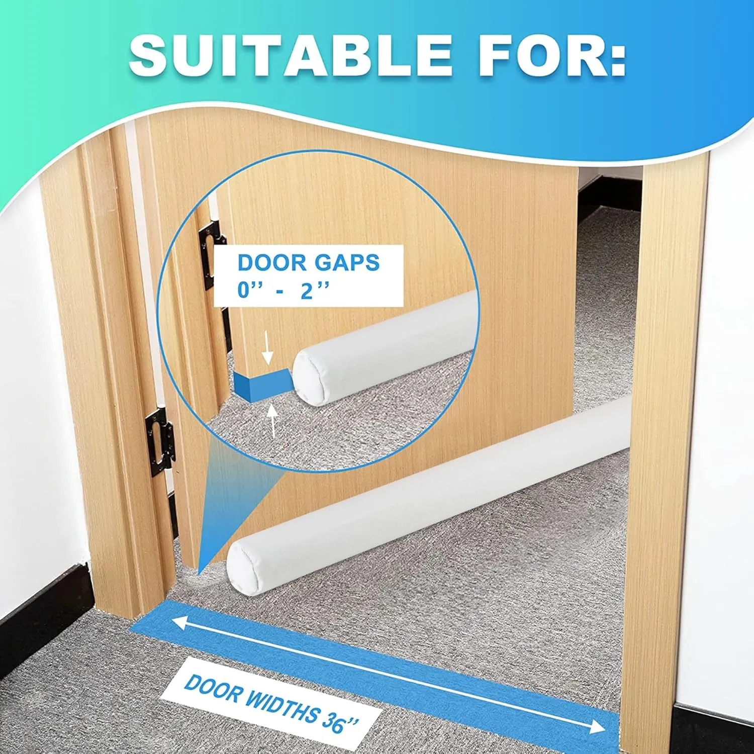 DNC Draft Door Stopper 36 Inches, Thicken and Bold Draft Guard for Interior Door, Easy to Install, Sound Proof Reduce Noise Keeping Warm in and Cold Out