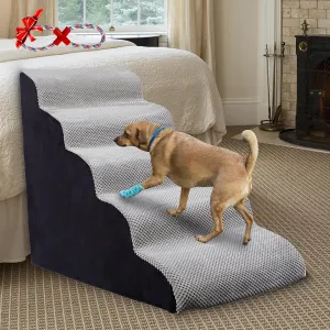 Dog Stair Steps/Ramps for High Beds 24 inches Tall, 5-Step Slope Dog Stairs for Couch/Bedsides 25-28 inches, Pet Stairs for Small Dogs/Cats, Non-Slip Balanced Pet Step Indoor, Grey