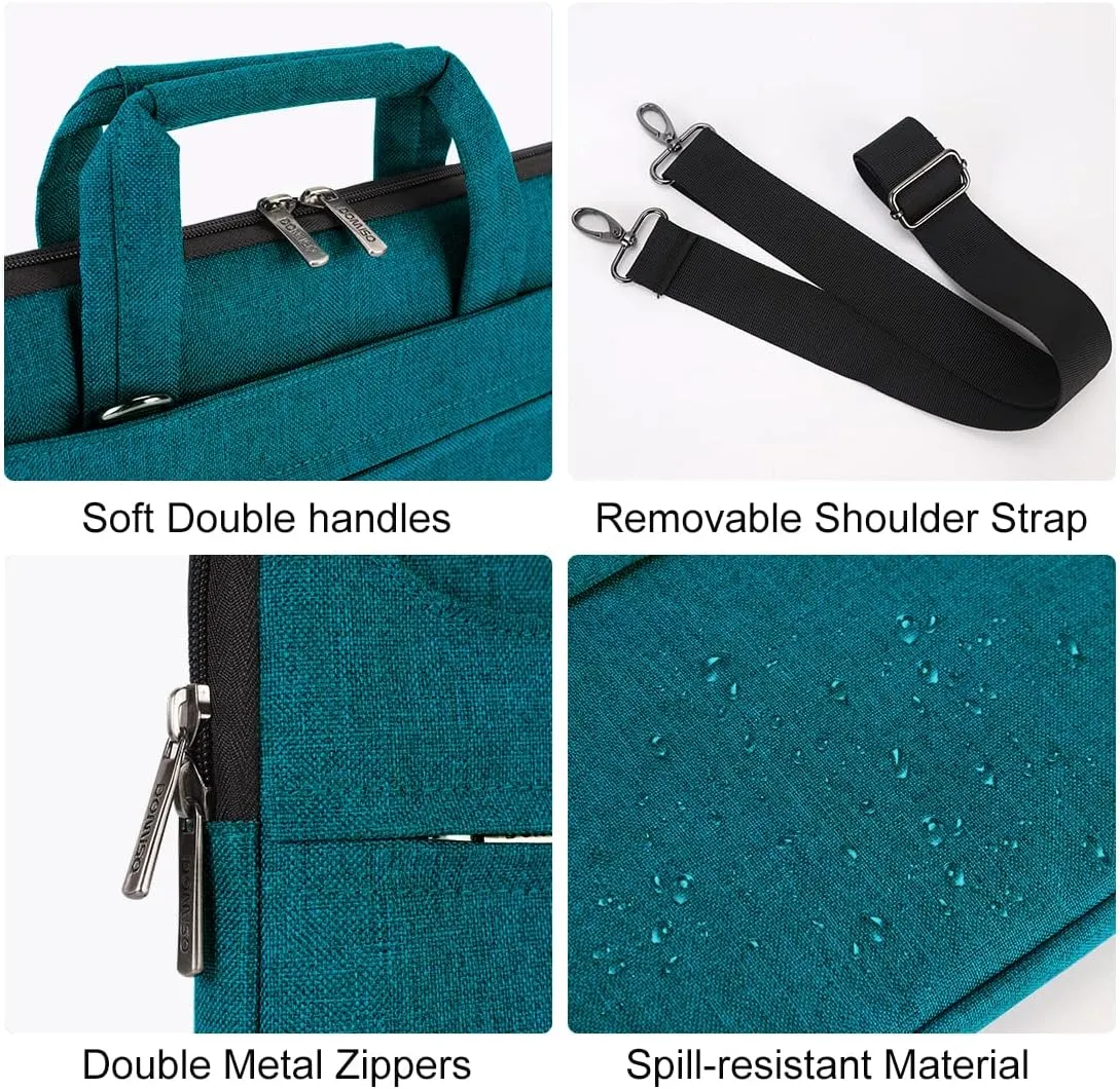 DOMISO 14 inch Laptop Bag Business Briefcase Water-resistant Notebook Messenger Shoulder Bag for 14" MacBook Pro/HP Stream 14 Chromebook 14/Lenovo IdeaPad ThinkPad/ASUS ZenBook/Dell Inspiron,Teal