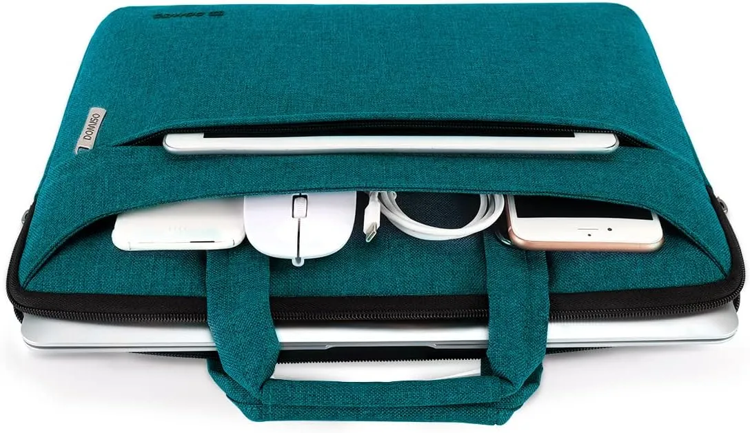 DOMISO 14 inch Laptop Bag Business Briefcase Water-resistant Notebook Messenger Shoulder Bag for 14" MacBook Pro/HP Stream 14 Chromebook 14/Lenovo IdeaPad ThinkPad/ASUS ZenBook/Dell Inspiron,Teal