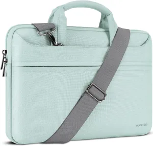 DOMISO 14 inch Laptop Bag Business Briefcase Water-resistant Notebook Messenger Shoulder Bag for 14" MacBook Pro/HP Stream 14 Chromebook 14/Lenovo IdeaPad ThinkPad/ASUS ZenBook,Mint Green