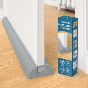Door Draft Stopper 32 Inch, Under Door Gap Filler Bottom, Adjustable 26'' to 32'' Noise Blocker Soundproof Seal Gap up to 1.7'' Door Sweep, Machine Washable, Grey