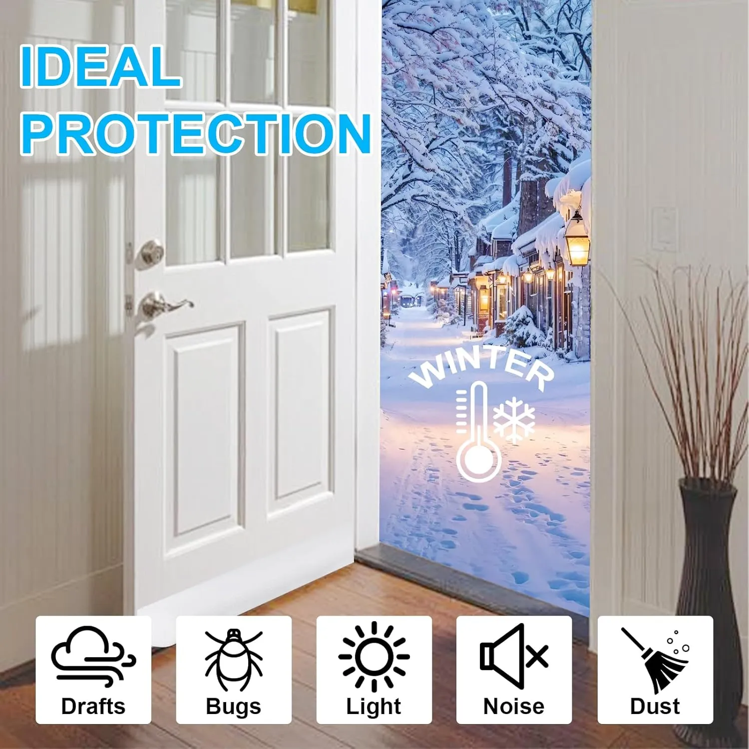 Door Draft Stopper for Bottom of Doors Weather Stripping Door Seal,Under Door Draft Noise Blocker,Stoppers Door Draft Guard,Adjustable Twin Door Sweep Draft Seal,Home Essentials,36 Inch White